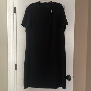 Talbots Woman Little Black Dress with Decorative Buttons at Collar Size 18W